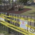 'caution taped' playground gets cleaned