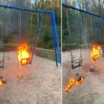 swings set on fire