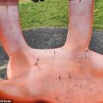 Parents horrified to find nails and screws protruding from child swing seats in a play park