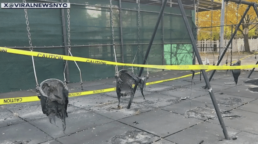 Residents on edge after swings burned at a Queens playground
