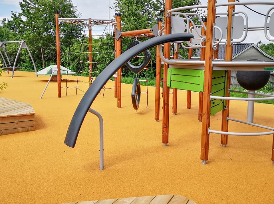 Playground surface at new elementary school up in the air