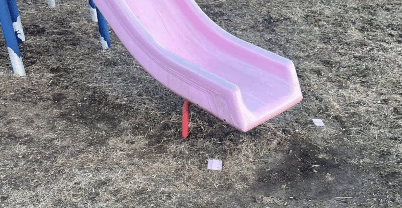 Police warn residents and discourages users of needles after a dozen found at playground
